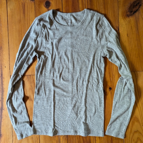 Everlane Pima Micro Rib long sleeve crew tee MEDIUM heather grey - Picture 3 of 5